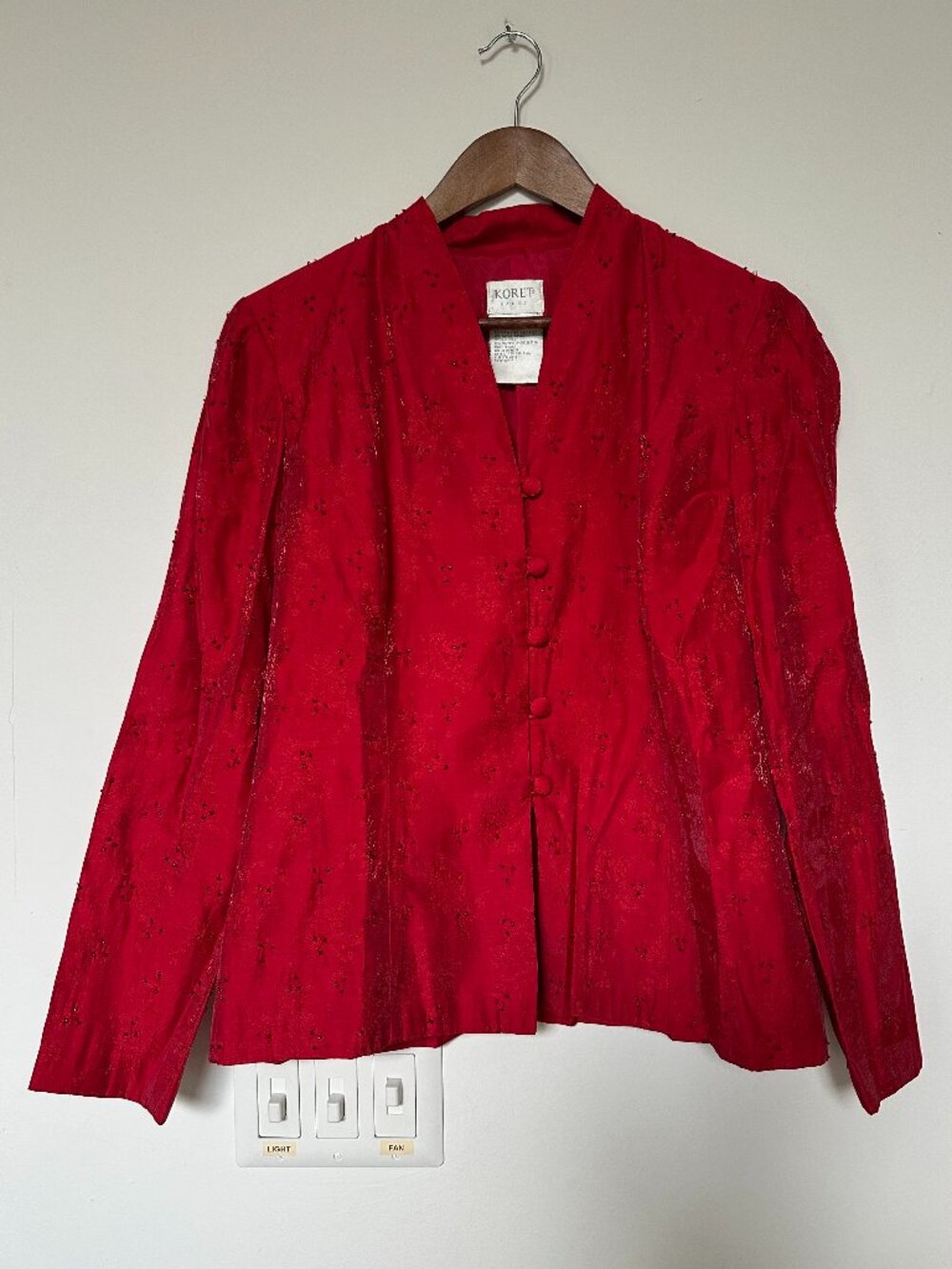 Vintage Koret Dress Red Beaded Jacquard Evening Jacket Size 8
